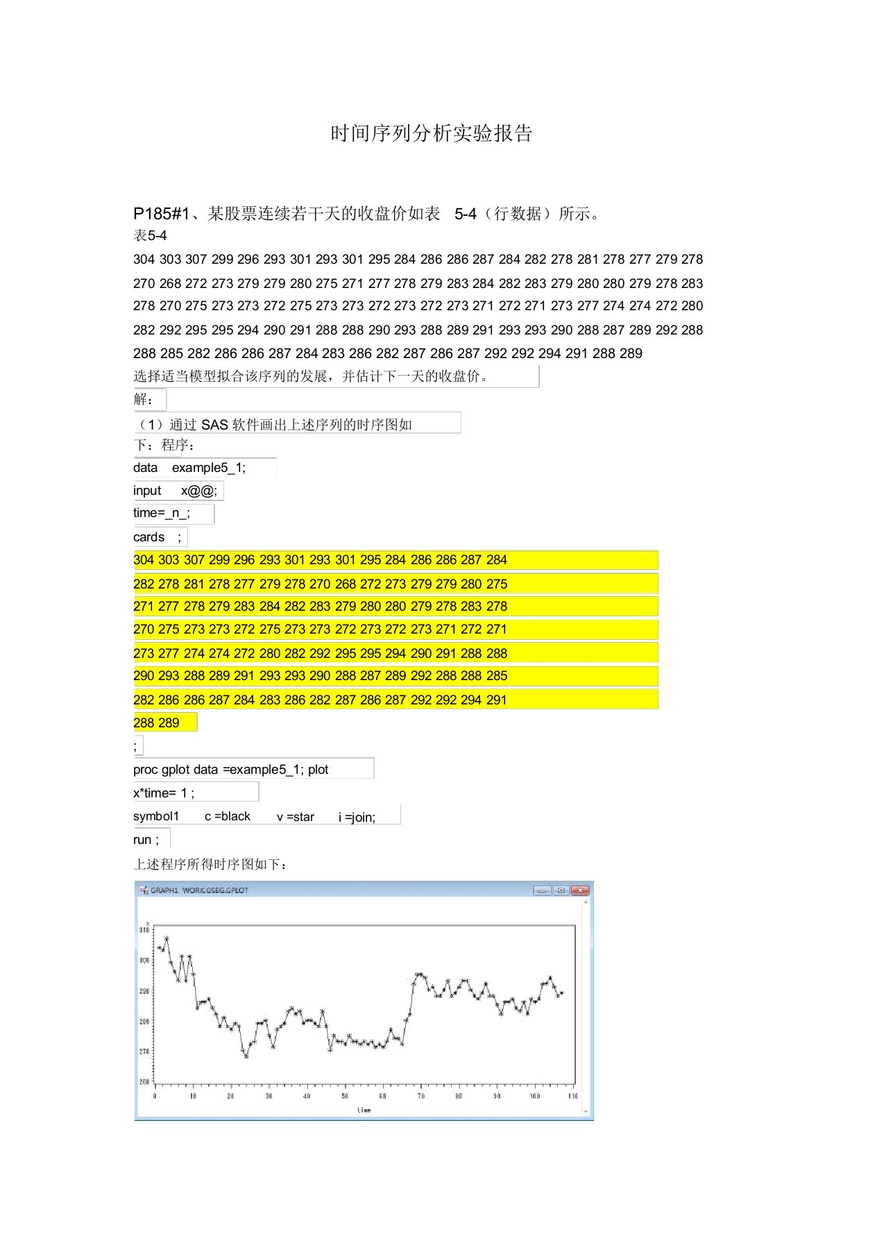时间序列分析实验报告