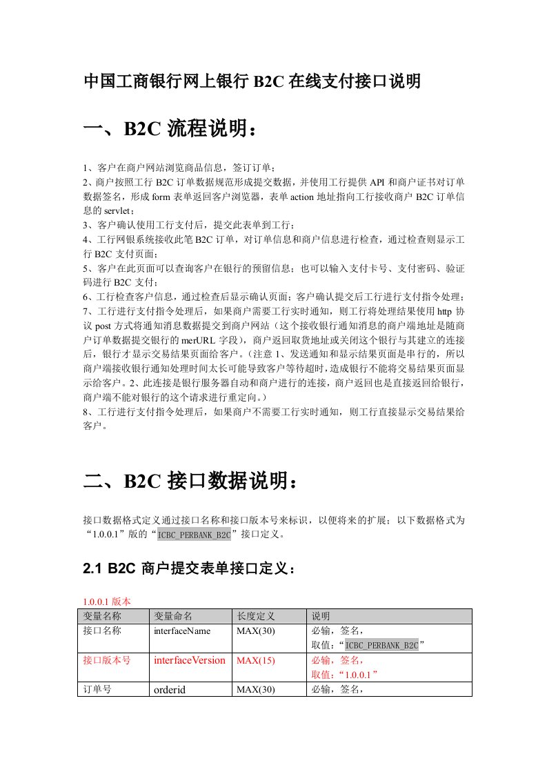 中国工商银行网上银行B2C在线支付API