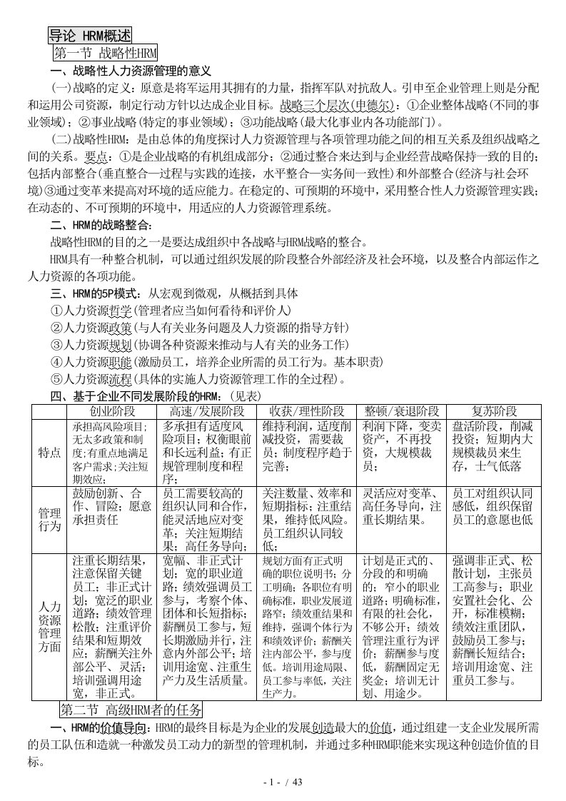 人力高师复习小册子