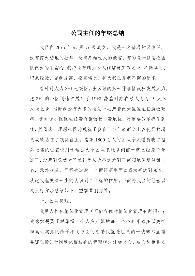 公司主任的年终总结