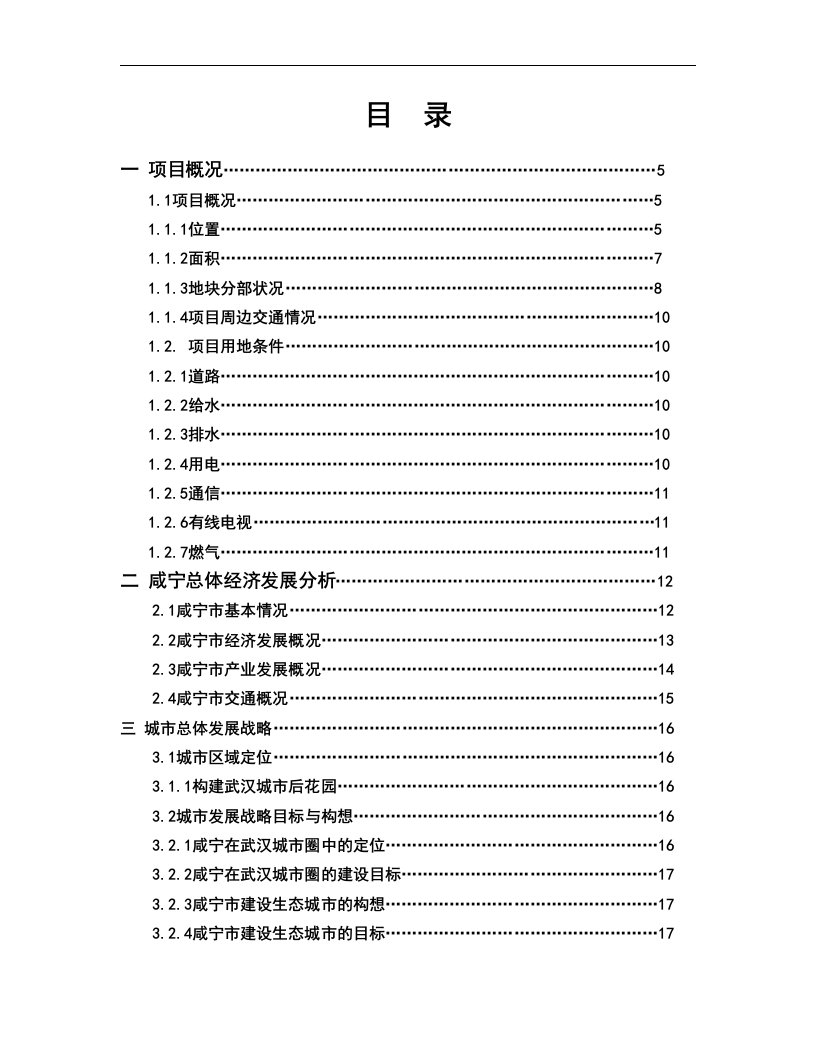 咸宁市中心新区房地产项目可行性研究报告