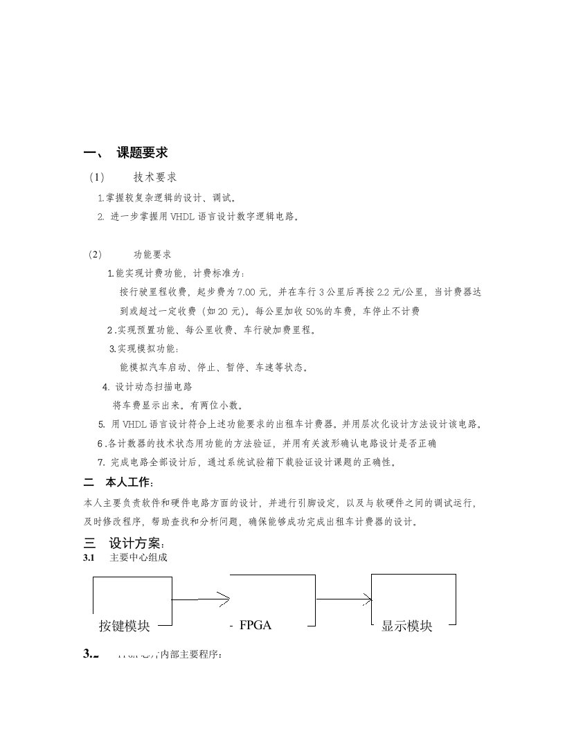 数字电路(出租车计费器)