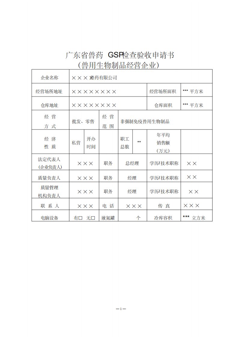 兽药GSP检查验收申报材料完整版