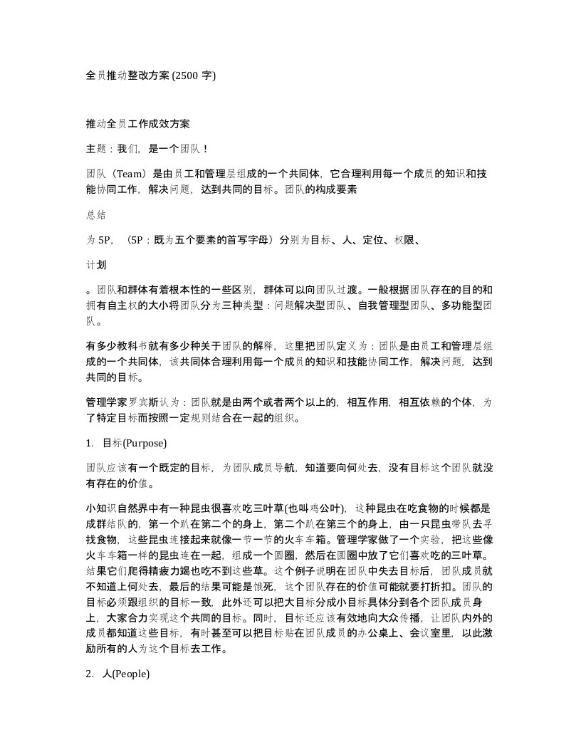 全员推动整改方案2500字