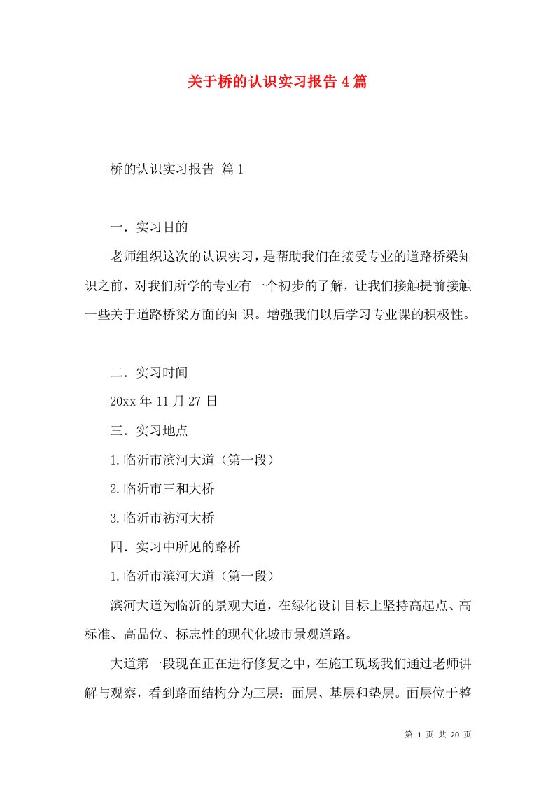 关于桥的认识实习报告4篇