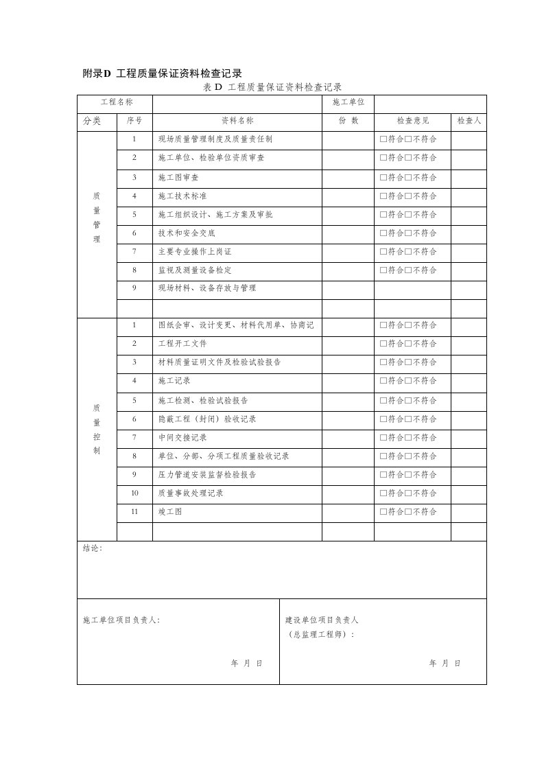 GB50184-工业管道质量验收表格