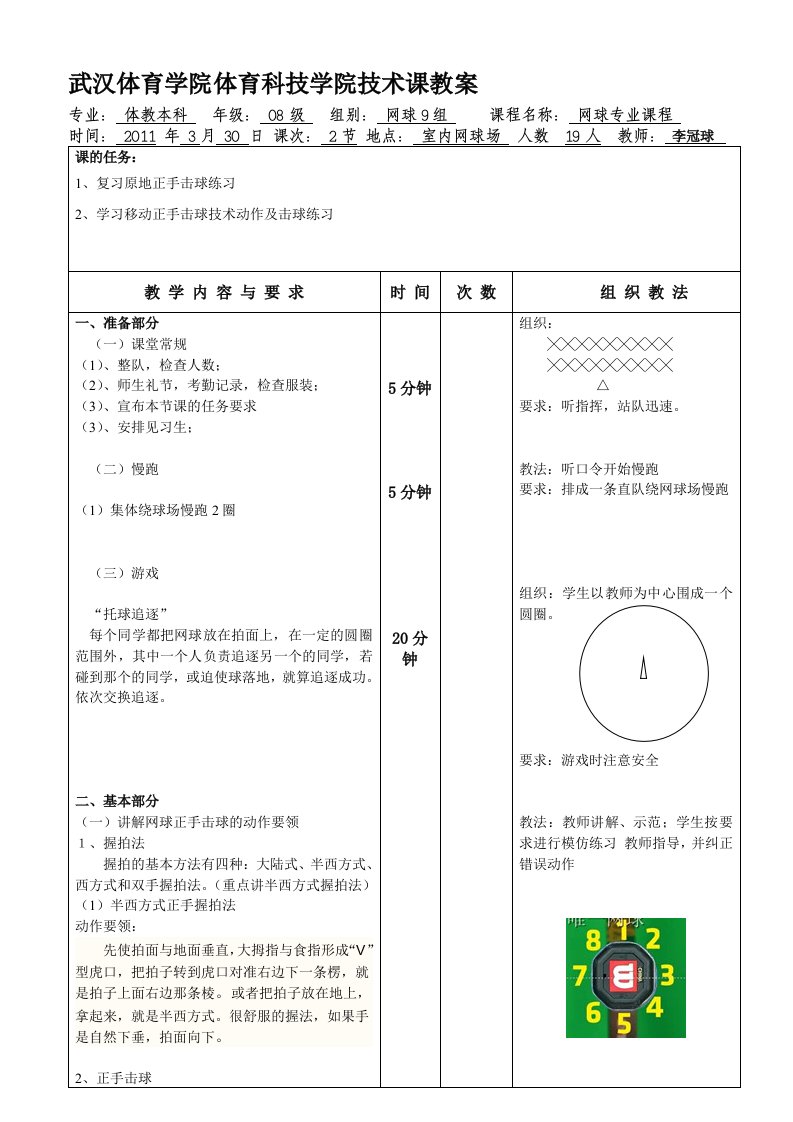 网球正手击球教案