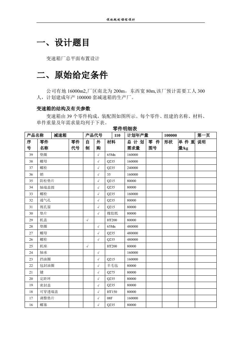 变速箱厂总平面布置设计