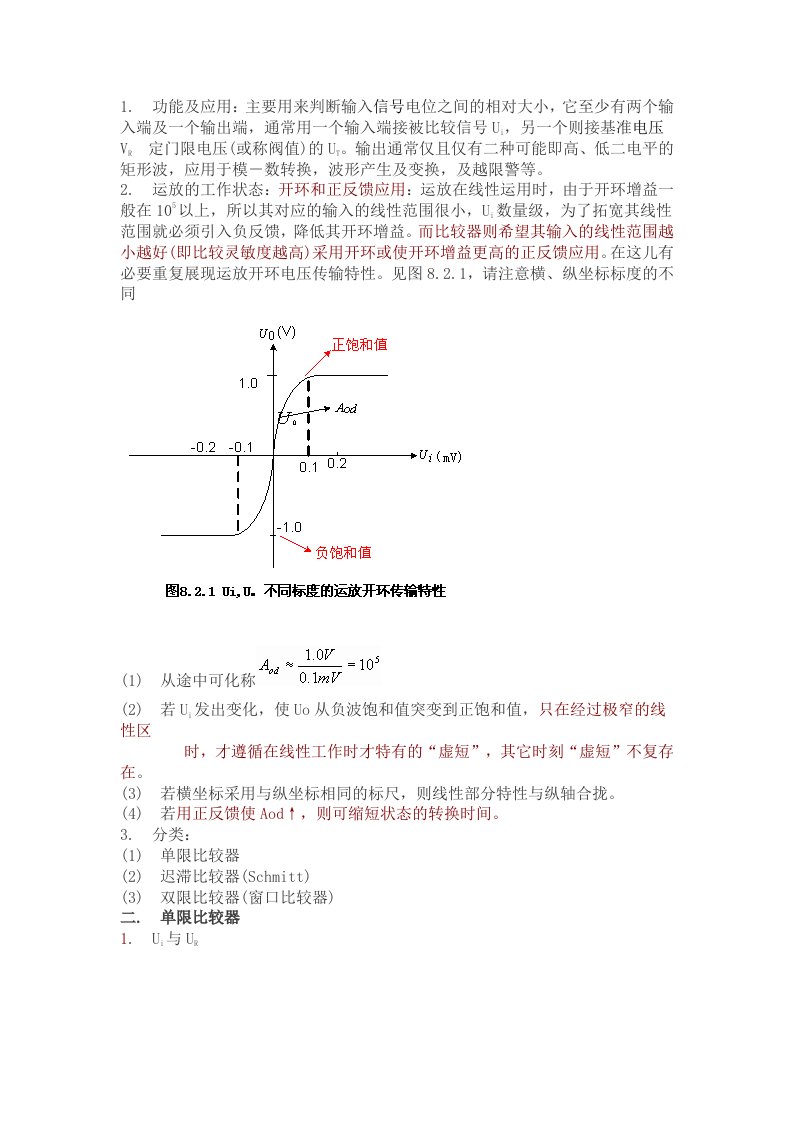 集成运放组成的电压比较器