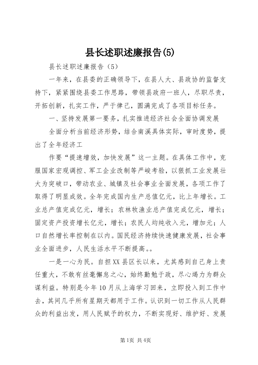 县长述职述廉报告(10)