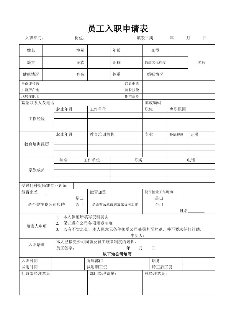 精品文档-01员工应聘入职登记表