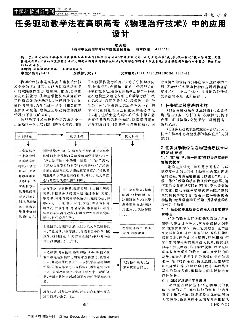 任务驱动教学法在高职高专《物理治疗技术》中的应用设计.pdf