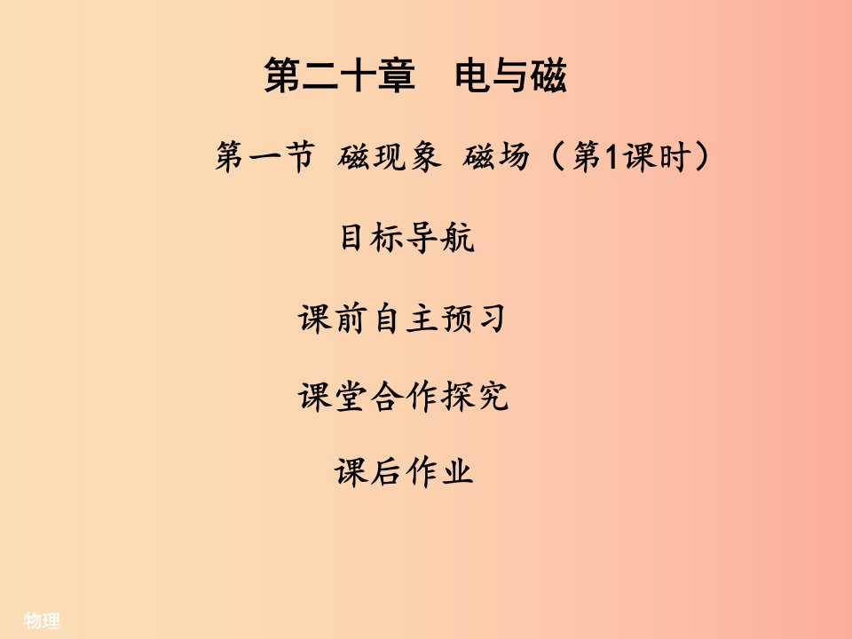 2019年九年级物理全册20.1磁现象磁场第1课时习题课件