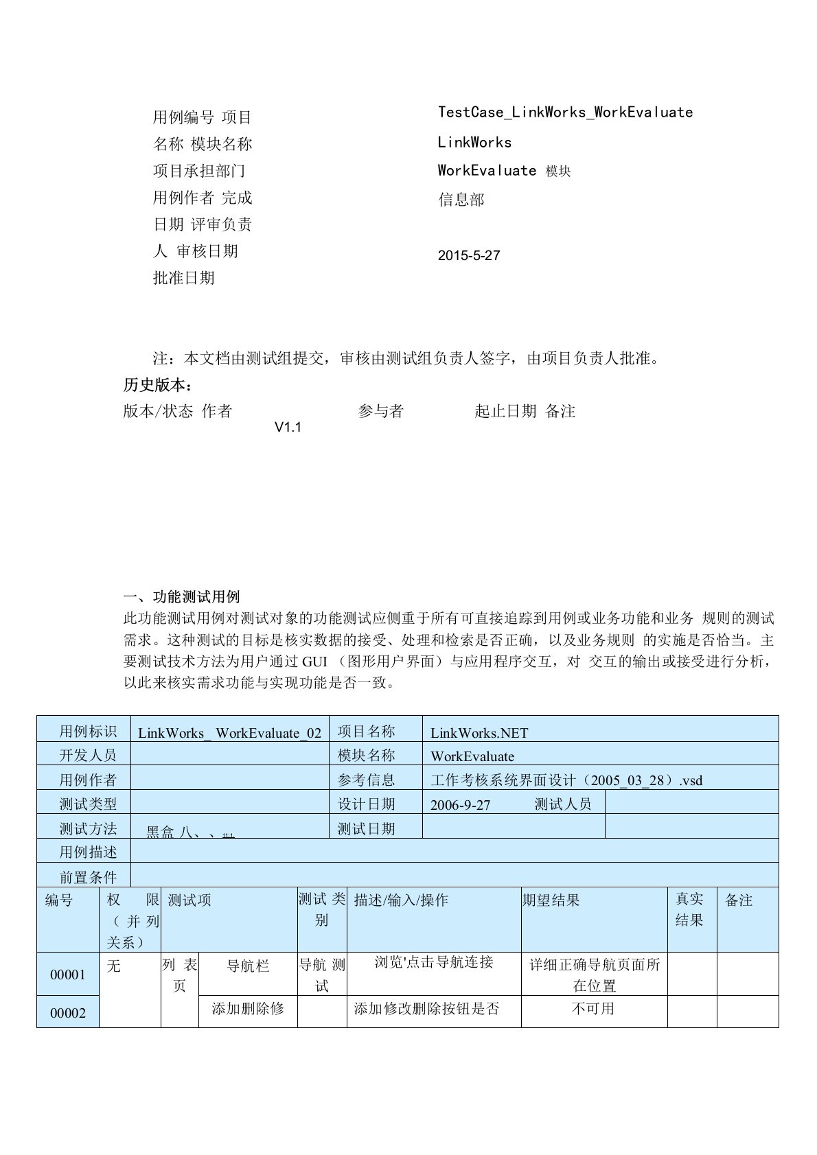 软件测试用例模板