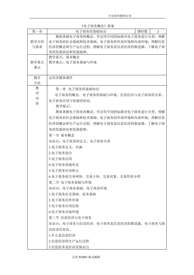 电子商务概论教学案