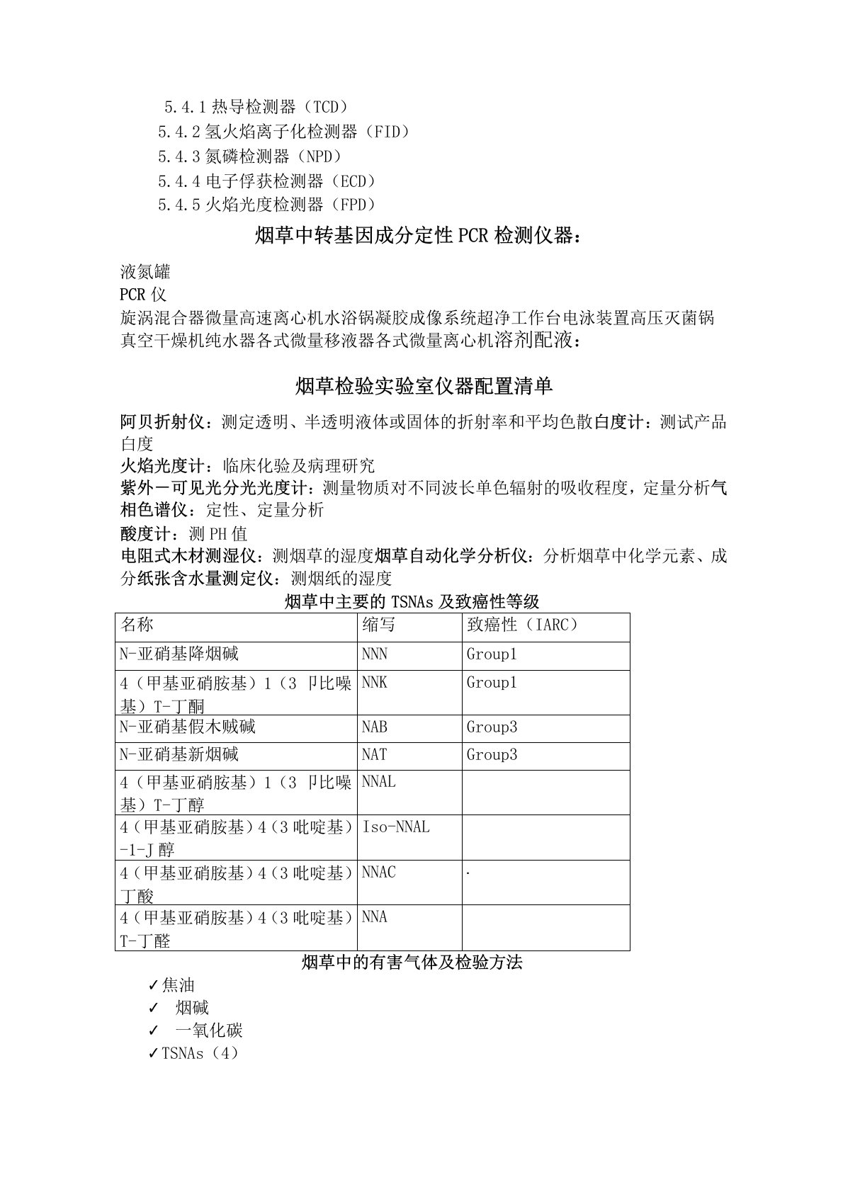 烟草行业的常用仪器设备