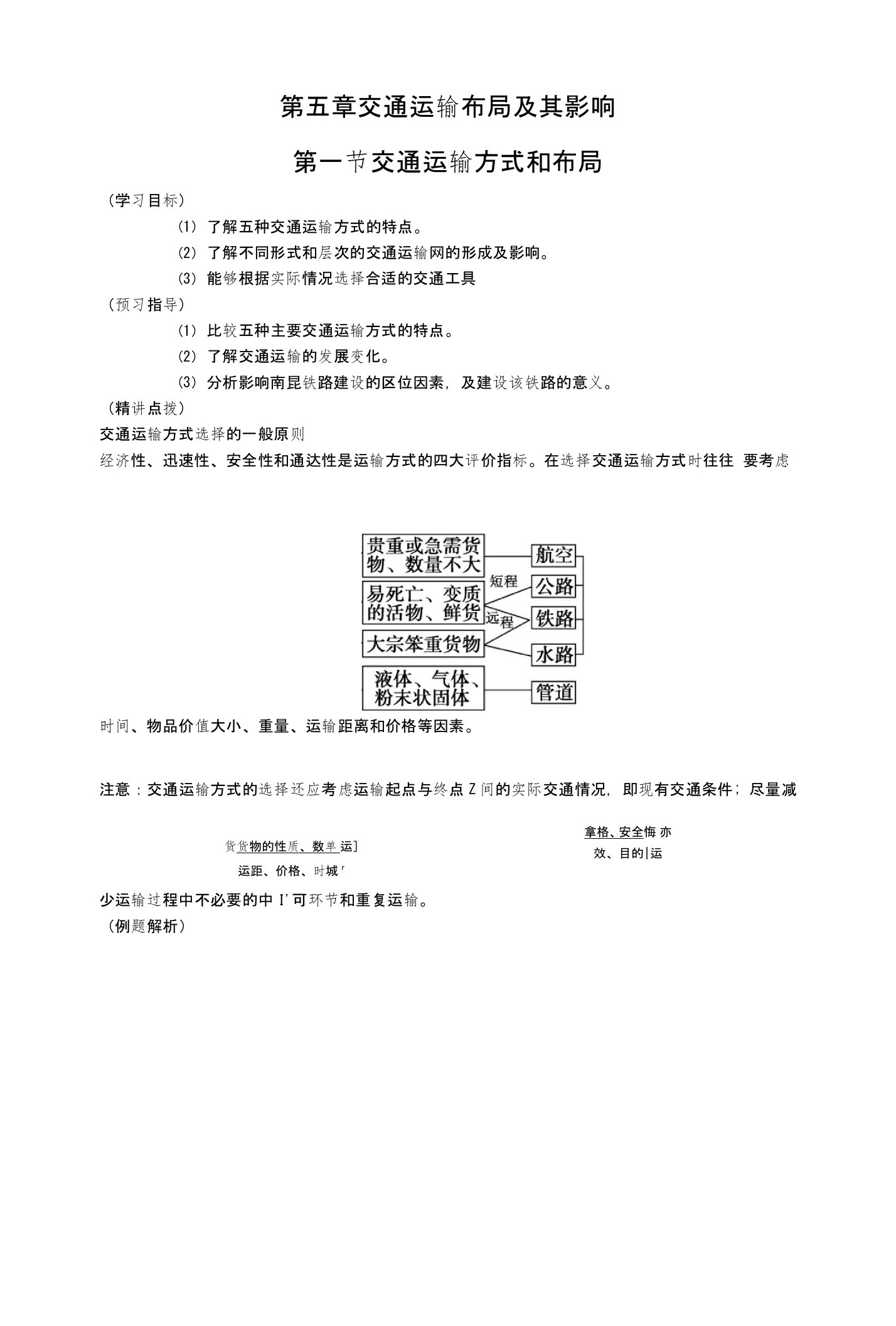 高一必修2地理第五章交通运输布局及其影响学案