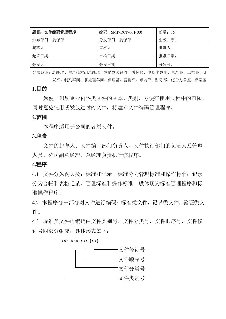 GMP认证之文件编码管理制度