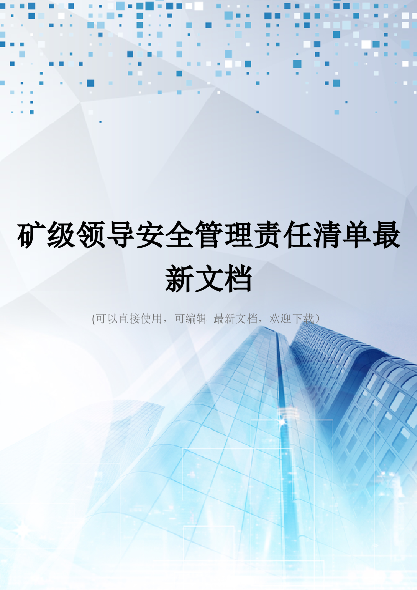 矿级领导安全管理责任清单最新文档