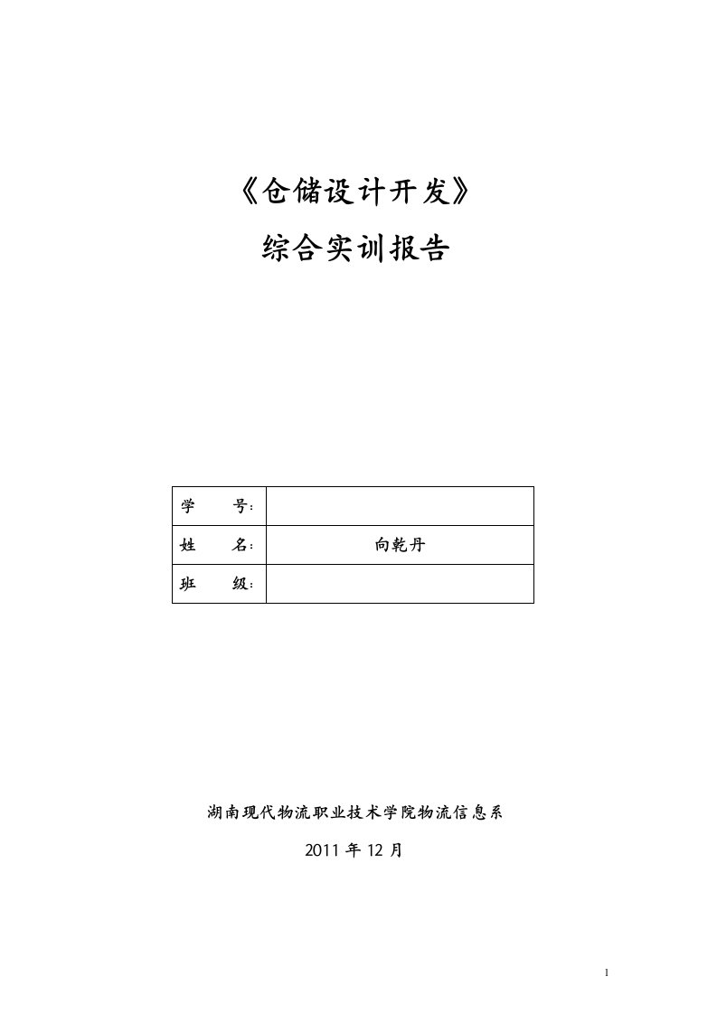 《仓储设计开发》综合实训报告