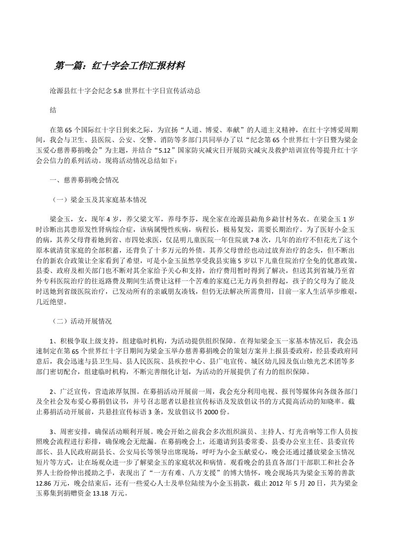 红十字会工作汇报材料[修改版]