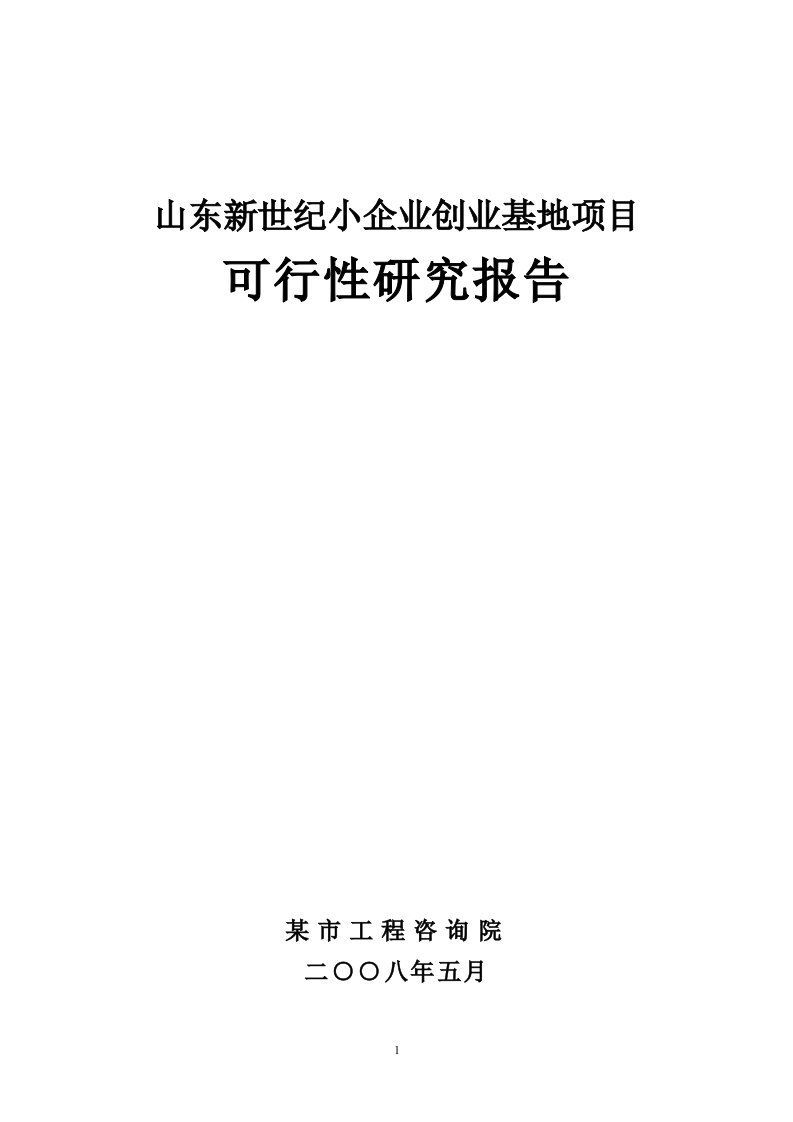 新世纪小企业创业基地项目可行性研究报告