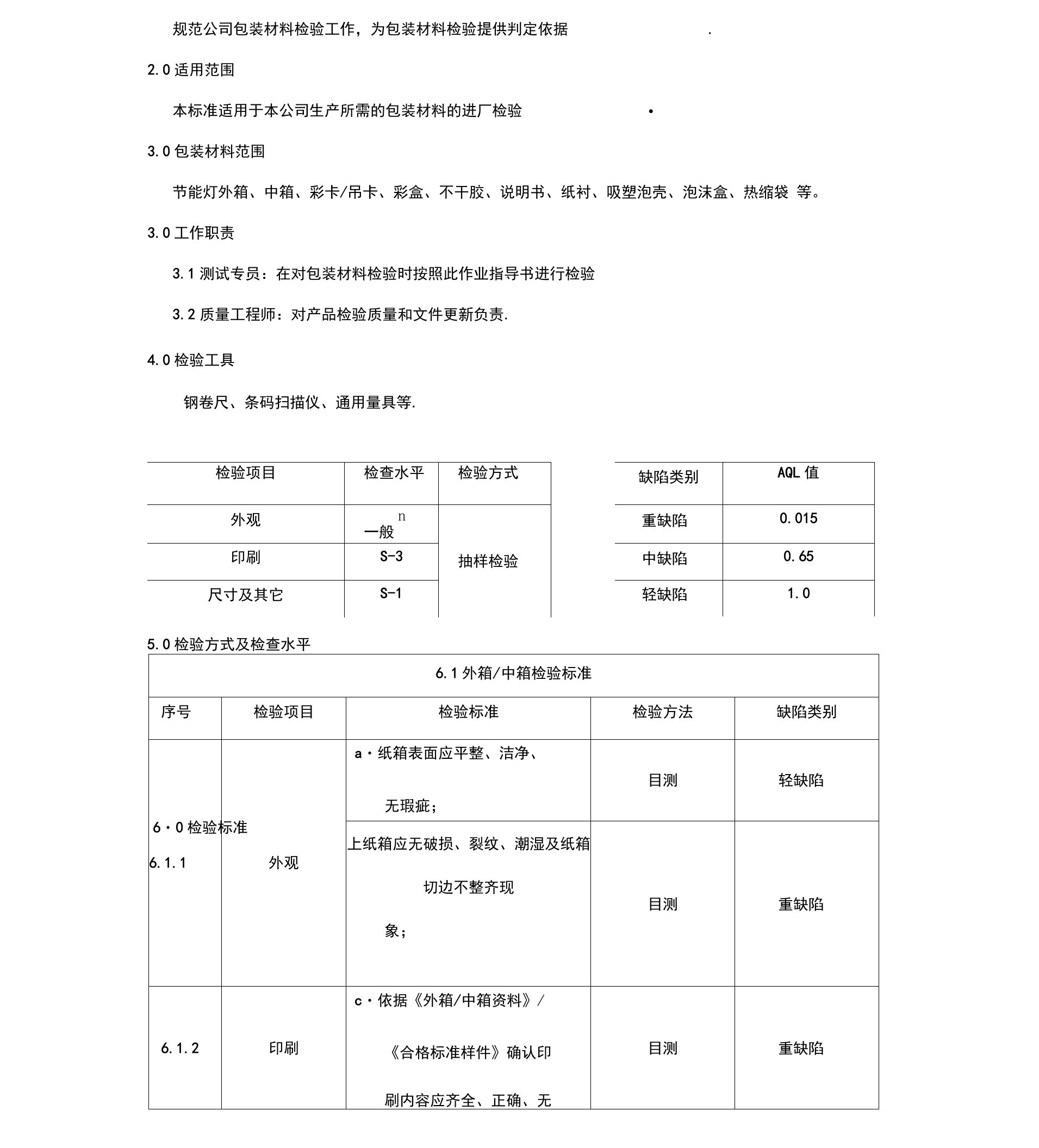 包装材料检验规范