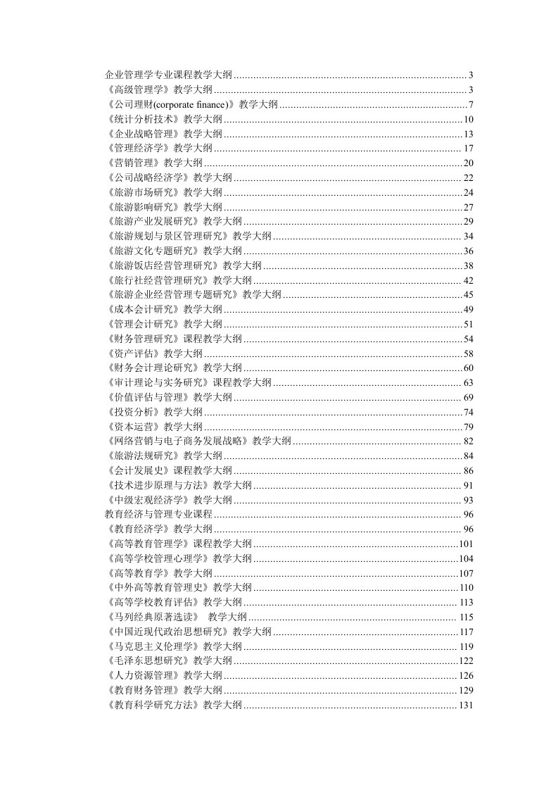 管理知识-企业管理学专业课程教学大纲