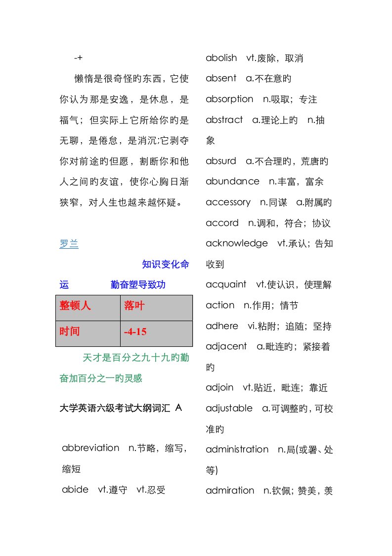 2023年学习资料大全大学英语六级单词表