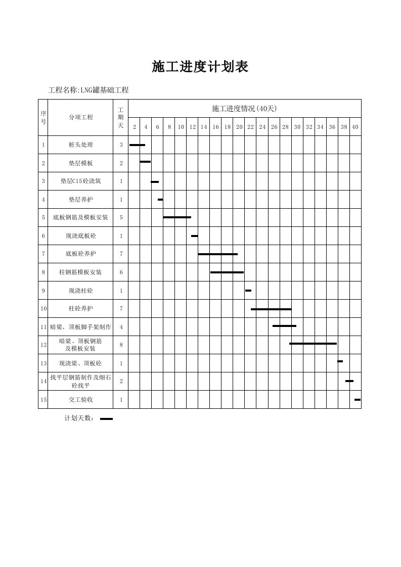 施工进度计划表(40天)