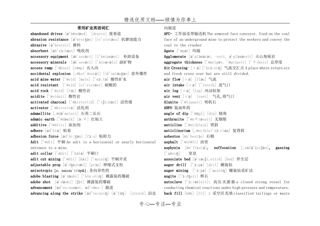 常用矿业英语词汇(共14页)