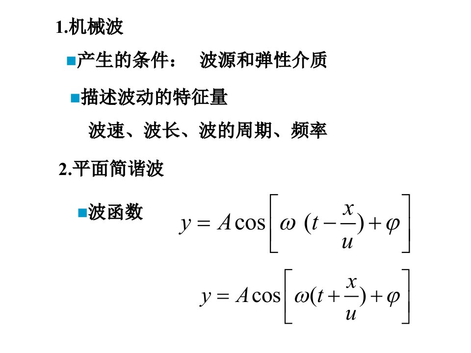 大学物理下册波动习题课件