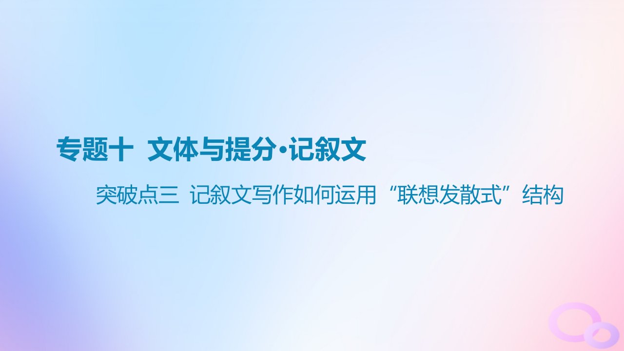 广东专用2024版高考语文大一轮总复习第四部分写作专题十文体与提分_记叙文突破点三记叙文写作如何运用“联想发散式”结构课件