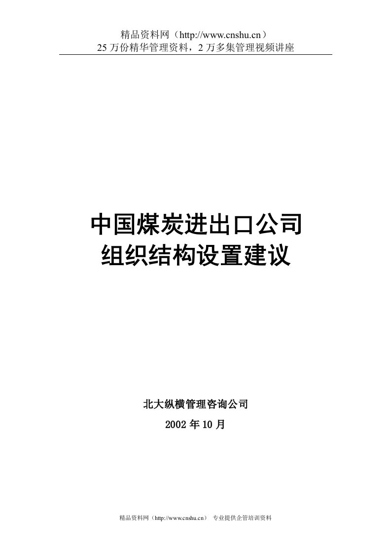 中国煤炭进出口公司组织结构设置建议