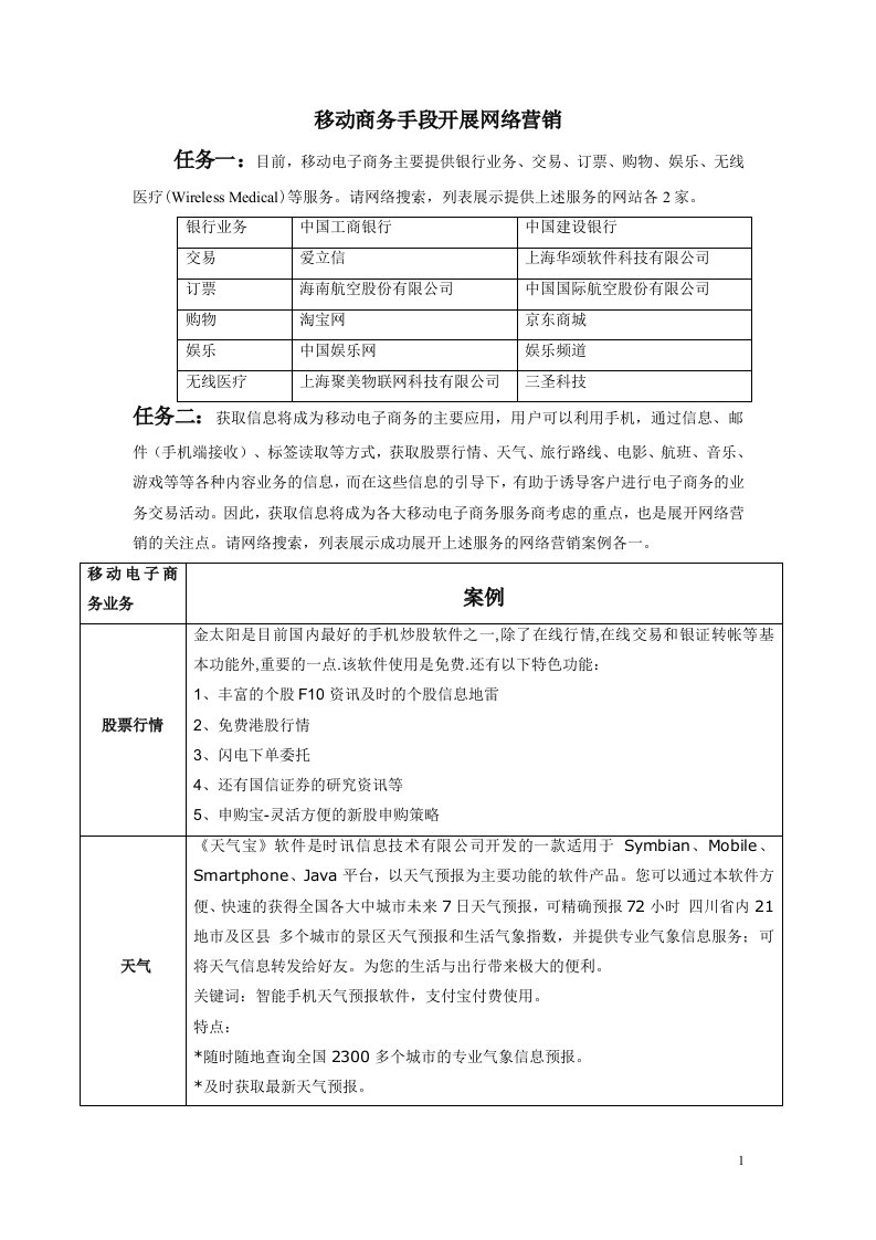 移动商务手段开展网络营销