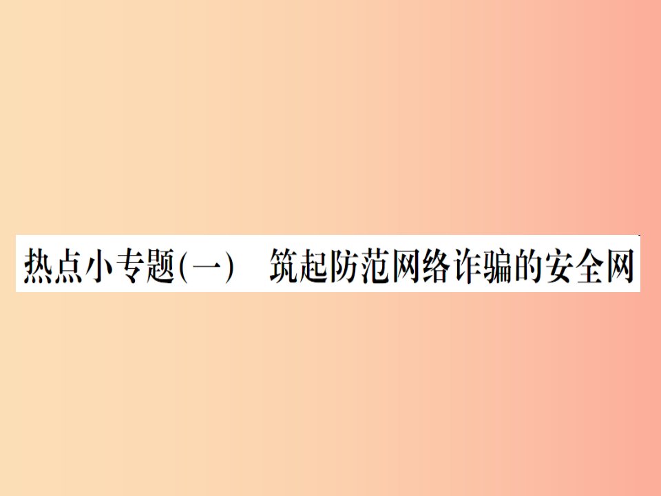 2019年八年级道德与法治上册热点小专题一筑起防范网络诈骗的安全网习题课件新人教版