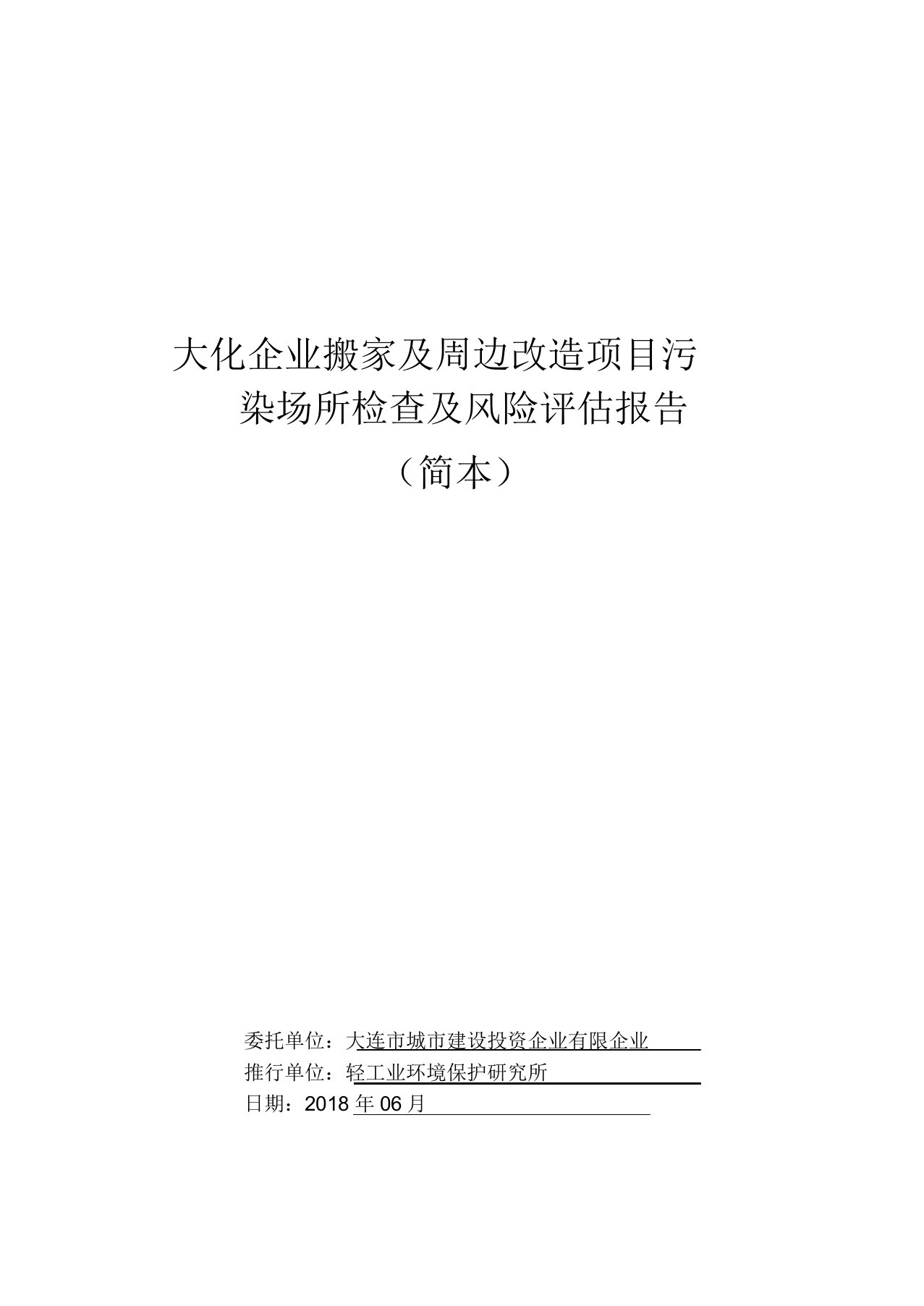 (完整版)大化集团搬迁及周边改造项目污染场地调查及风险评价报告