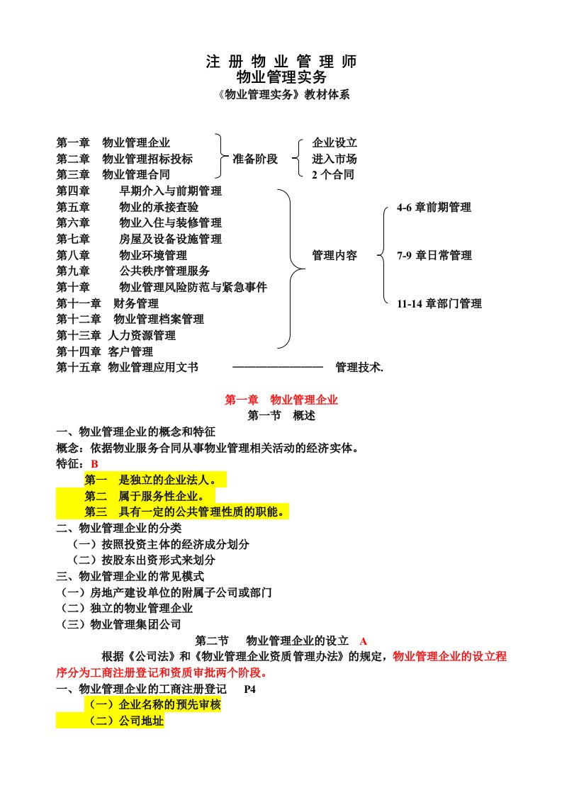 物业管理师考试,物业管理实务科目复习大纲