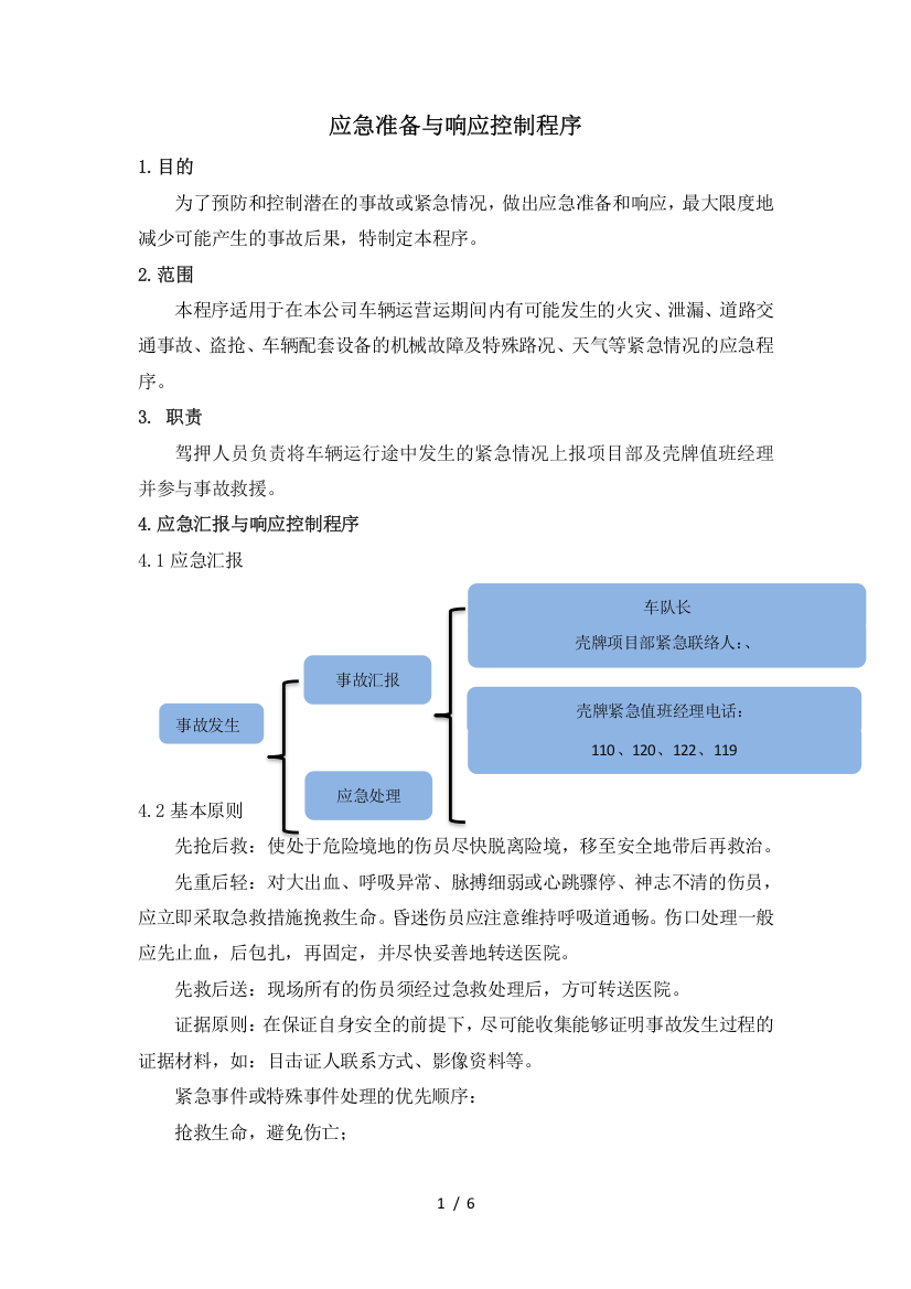 应急准备与相应控制程序