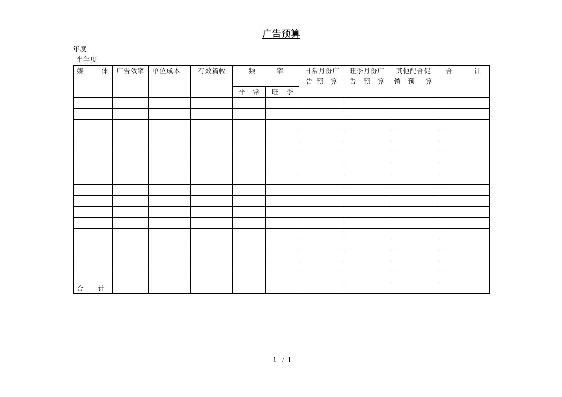 广告传媒行业的各类专业表格大全21