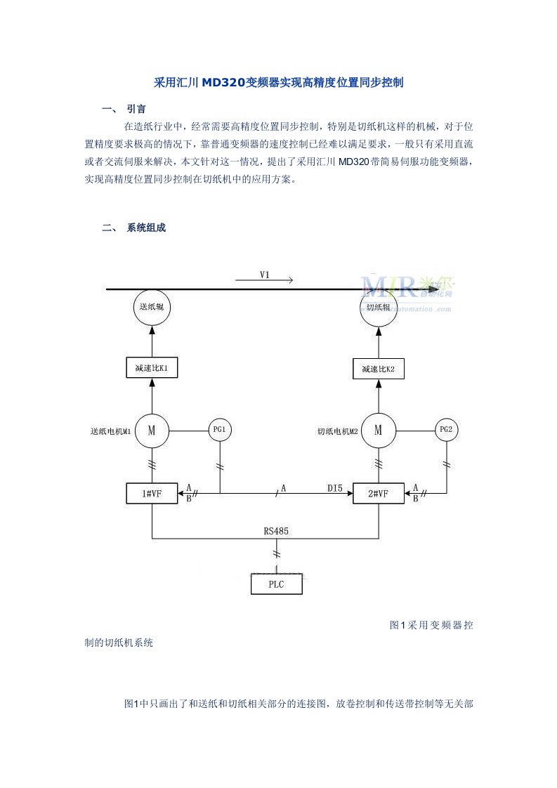 采用汇川MD320变频器实现高精度位置同步控制