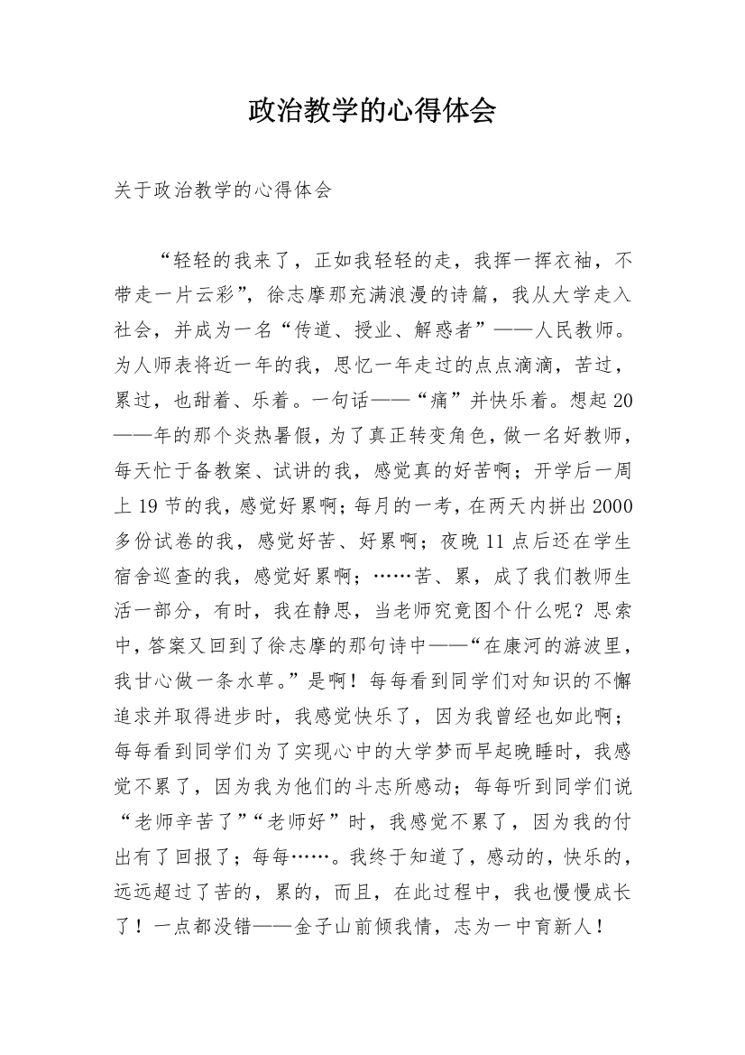 政治教学的心得体会