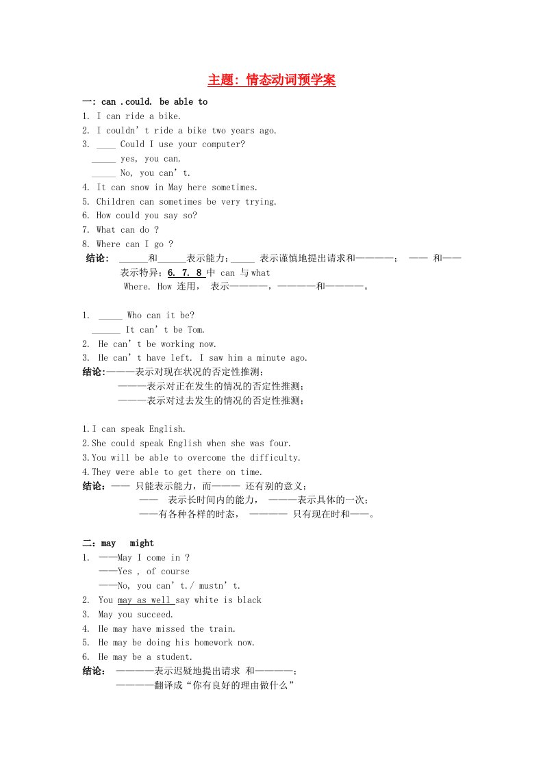 高中英语教学论文情态动词的用法牛津版