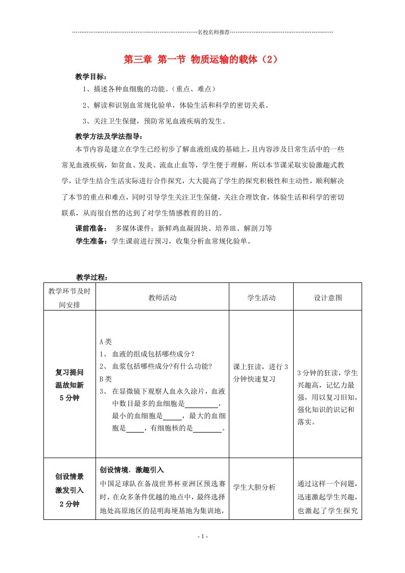 初中七年级生物下册