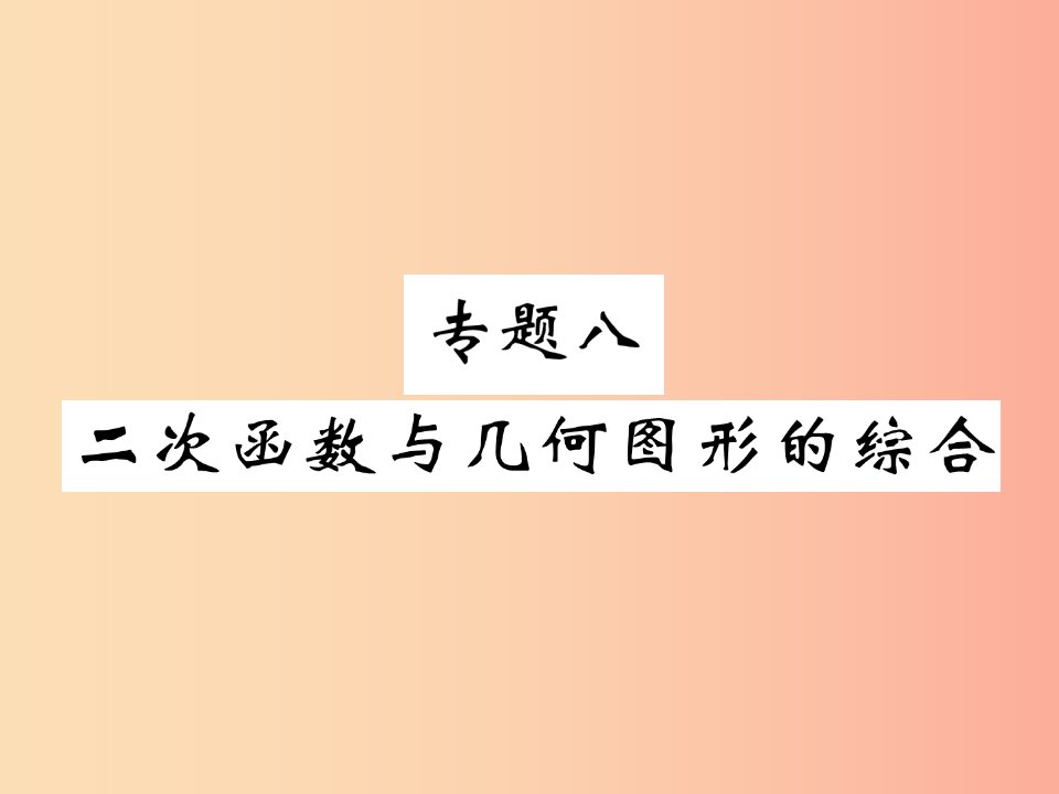 毕节专版2019年中考数学复习专题8二次函数与几何图形的综合精讲课件