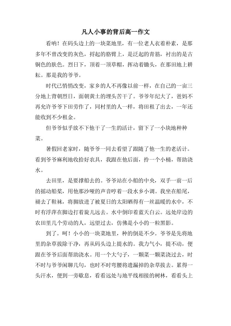 凡人小事的背后高一作文