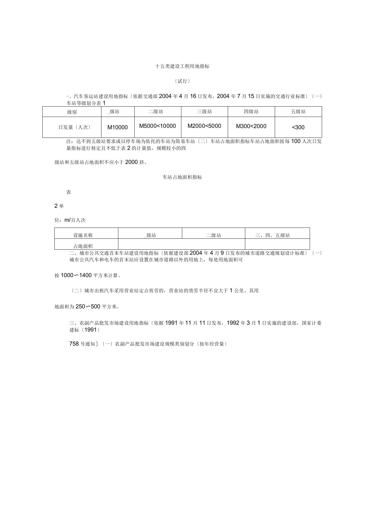 建设项目用地指标