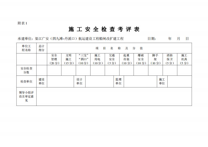 安全检查评分表