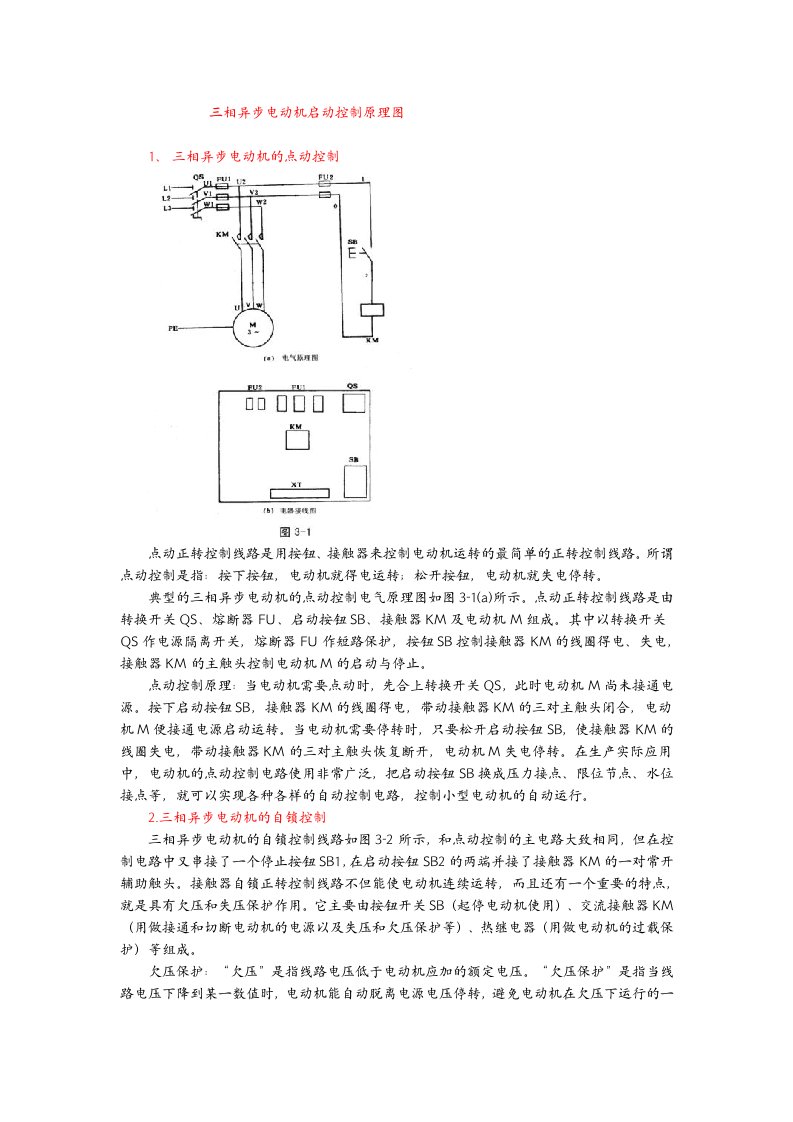 三相异步电动机启动控制原理图