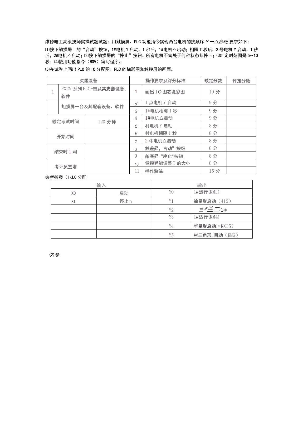 维修电工高级技师实操试题